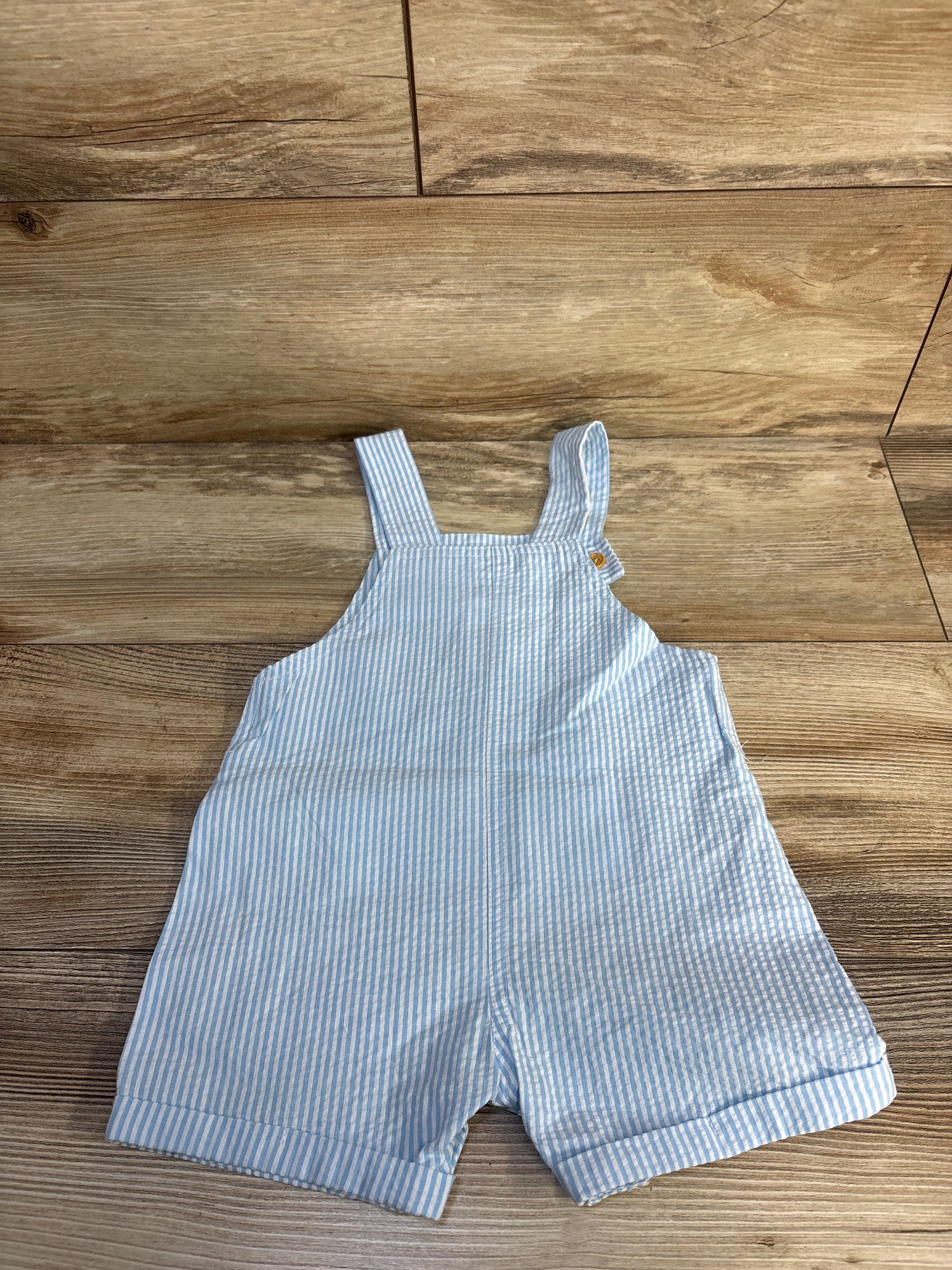 DC Superman Striped Seersucker Shortalls Blue sz 12m