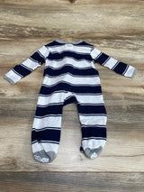 Burt's Bees Baby Organic Striped Sleeper Navy/White sz 0-3m