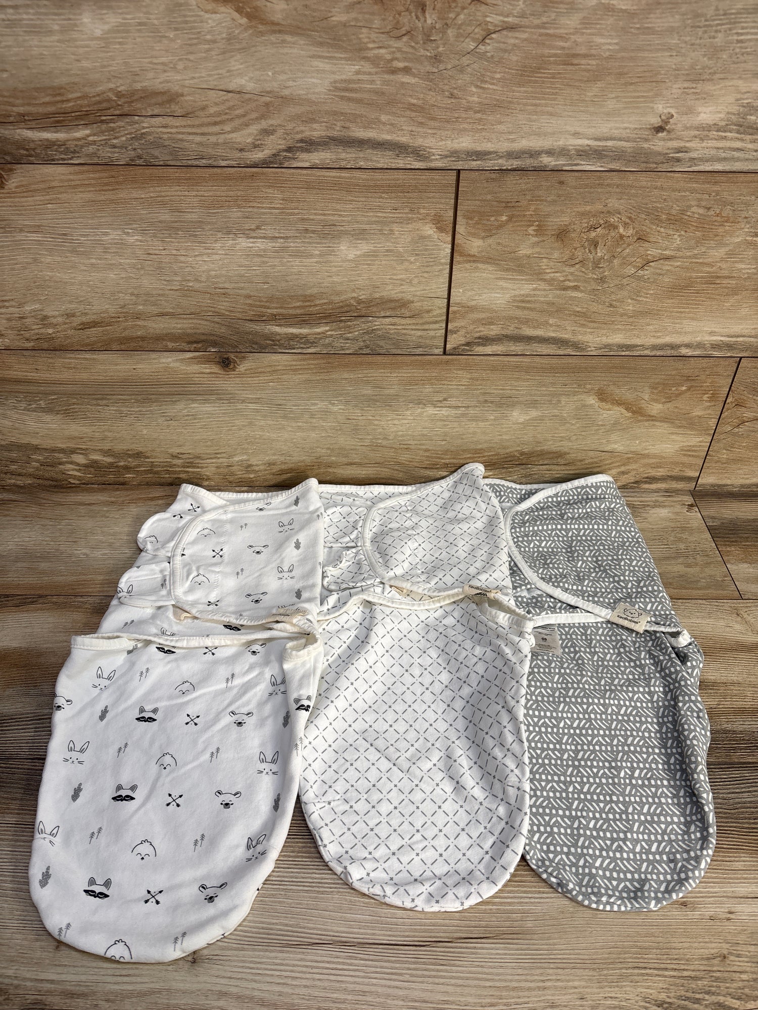 KeaBabies 3pk Soothe Swaddle Wraps White sz 0-3m
