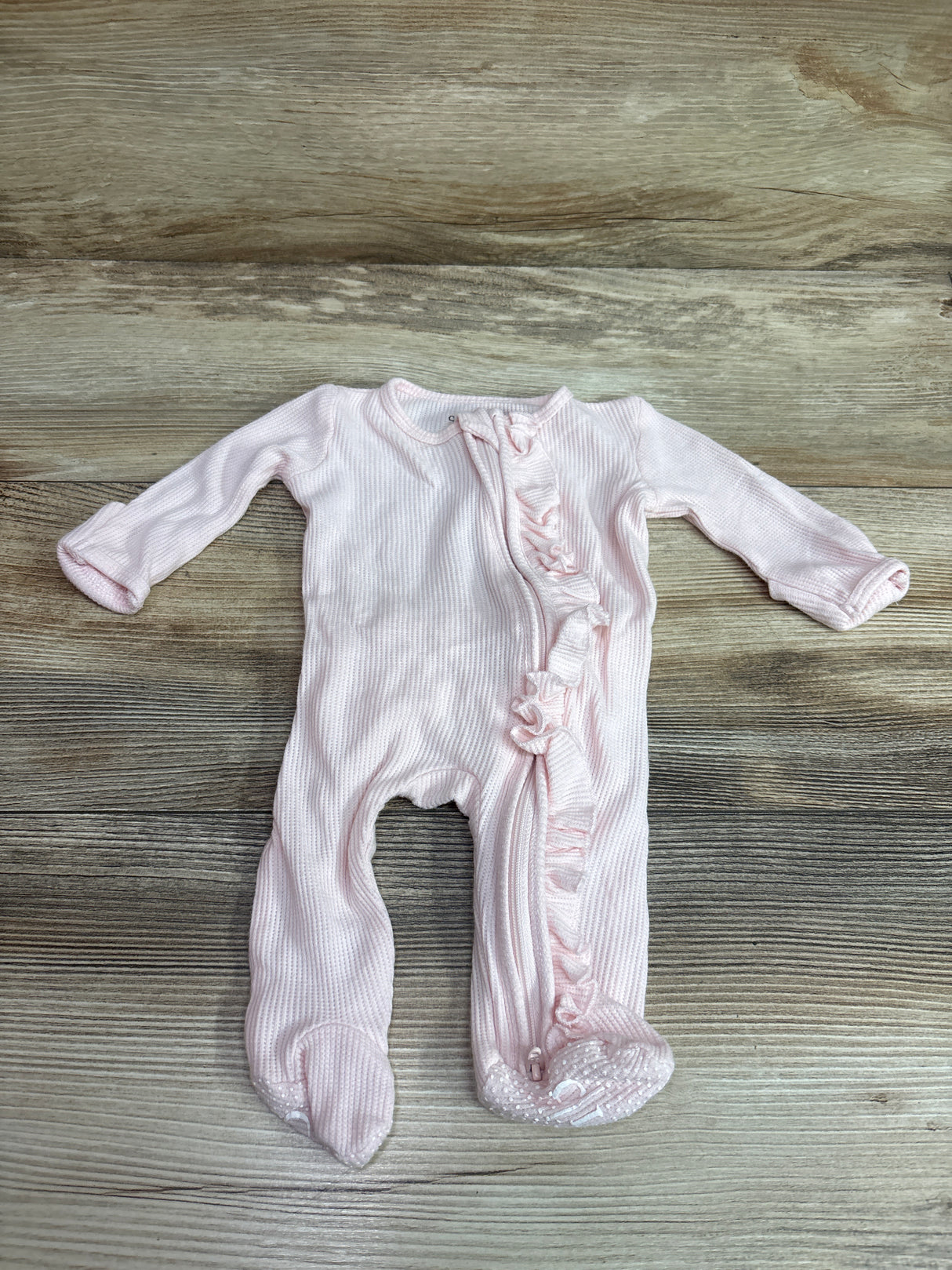 Caden Lane Bamboo Knit Ruffle Zipper Footie Pink sz Newborn