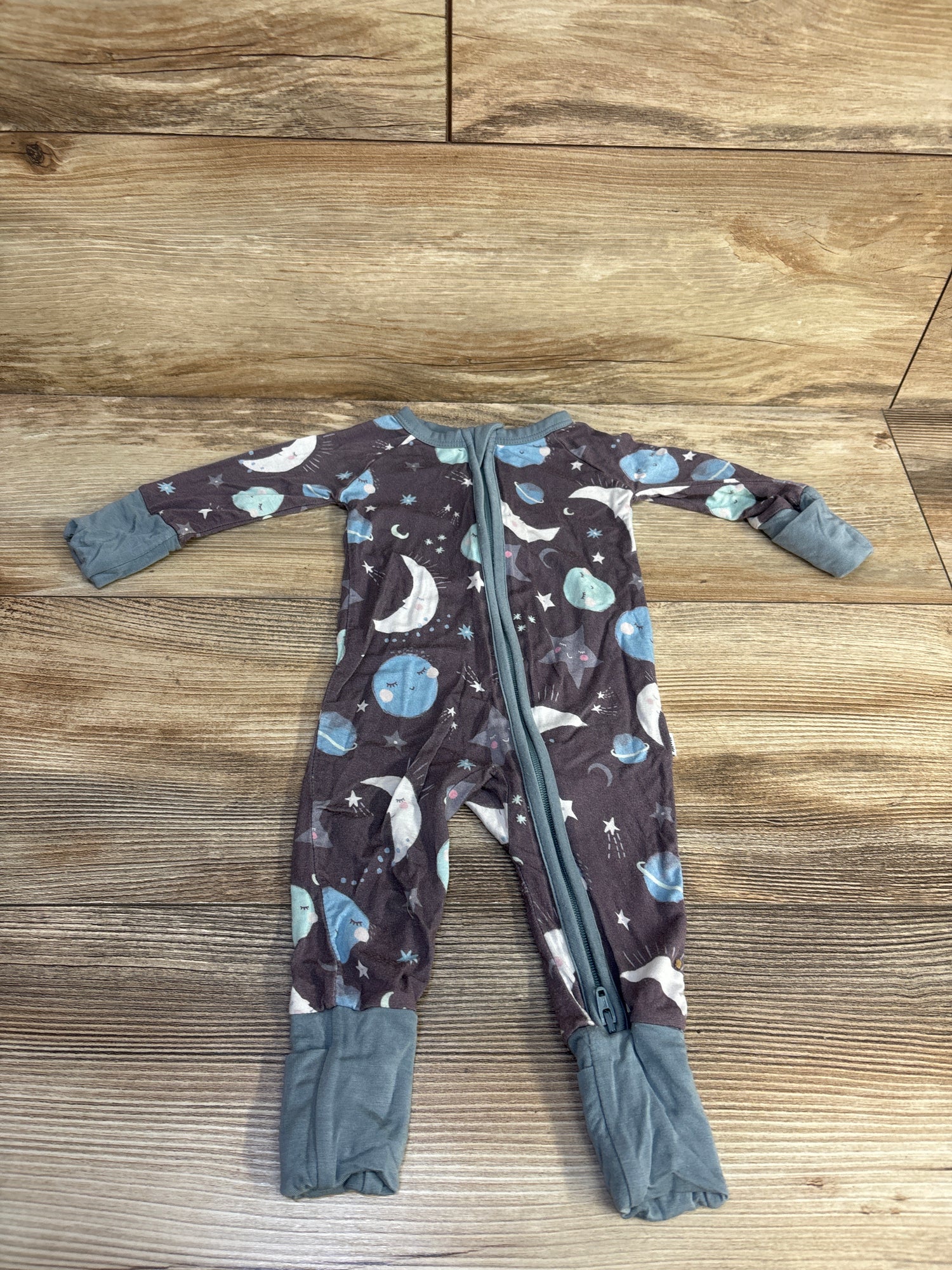 Little Sleepies Space Print Convertible Bamboo Sleeper Grey sz Newborn