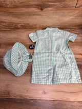 NEW Children's Place 2pc Gingham Romper & Hat Blue sz 6-9m - Me n Mommy To Be