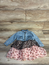 NEW Little Lass 2pc Denim Jacket & Layered Floral Dress Blue sz 24m