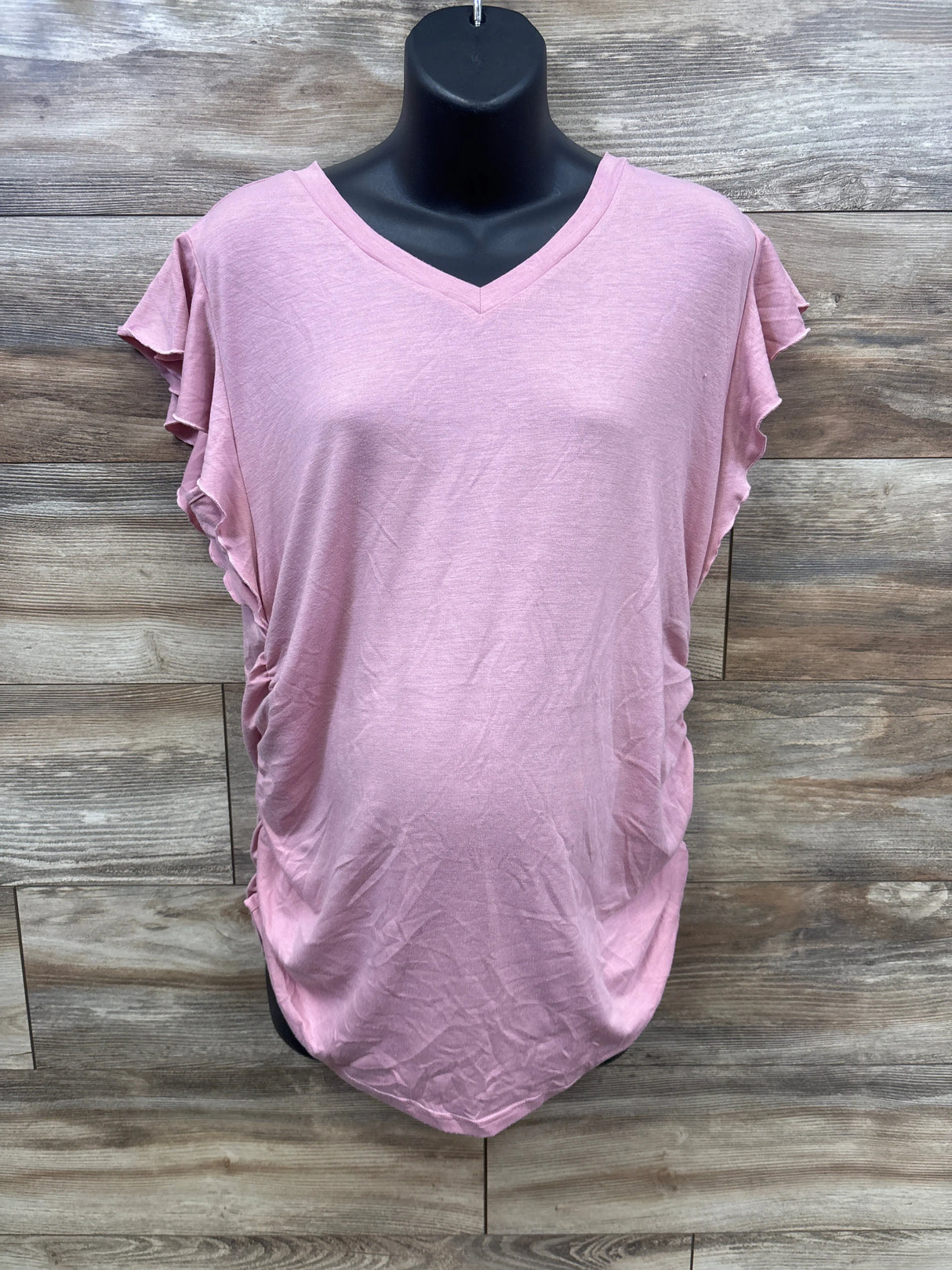 Ruched V-Neck Maternity Shirt Pink sz XL