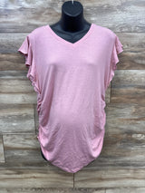 Ruched V-Neck Maternity Shirt Pink sz XL