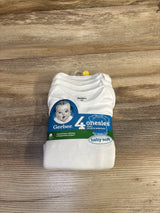 NEW Gerber 4pk Bodysuits White sz 3-6m