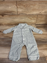 Striped Button-Up Coverall Green sz 12-18m
