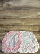Biloban 2pk Fitted Bassinet Sheets White/Pink