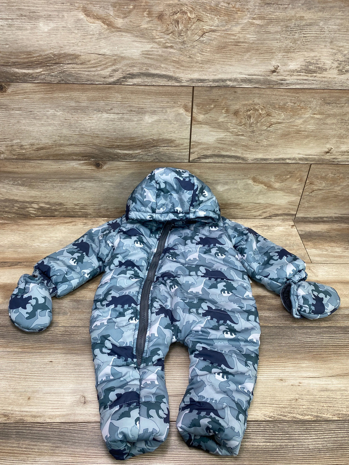 Dinosaur Print Snowsuit & Mittens Green sz 12m