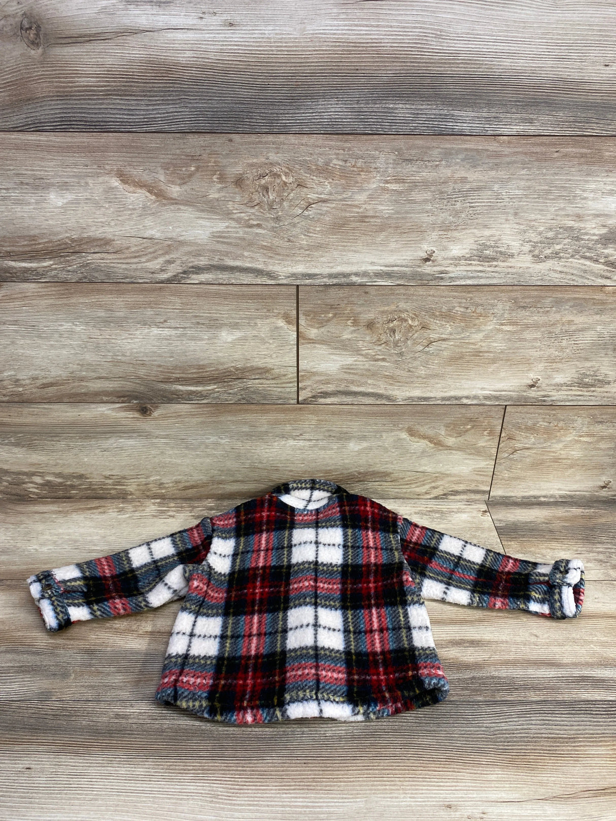 Old Navy Plaid Fleece Button Up Jacket Red sz 18-24m