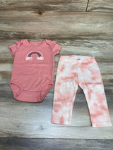 Pekkle 2pc Floral Rainbow Bodysuit & Pants Pink sz 9m