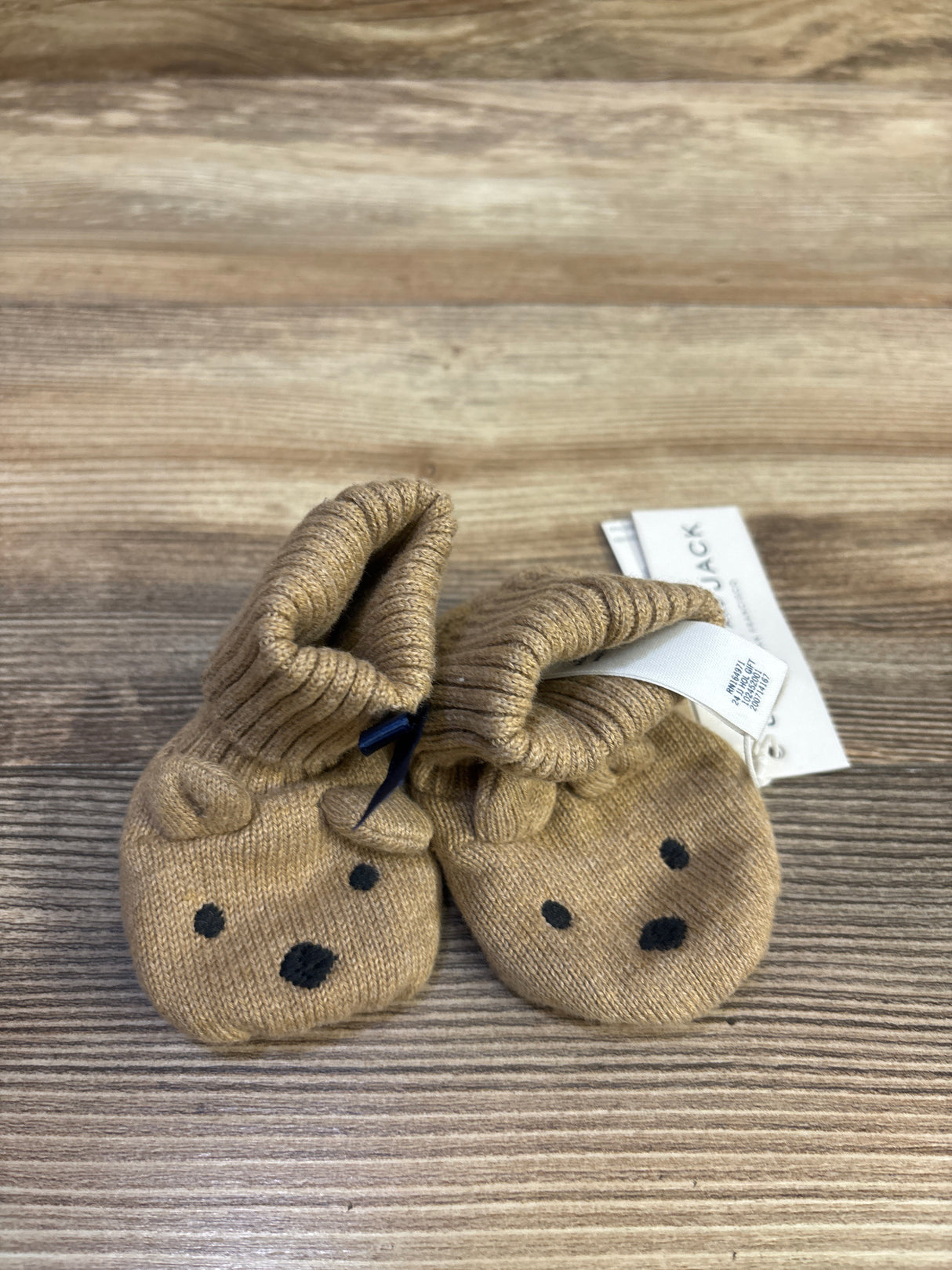 NEW Janie & Jack Baby Bear Sweater Booties Brown sz 2/3c
