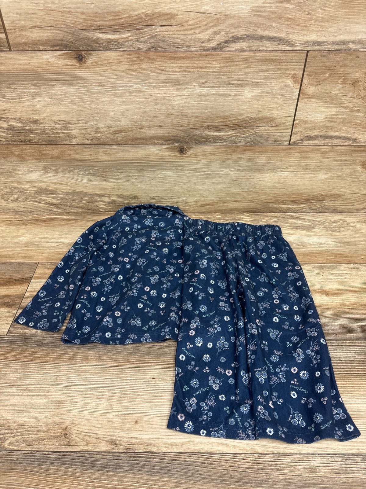Lucky Brand 2pc Floral Coat-Style Pajama Set Navy sz 2T