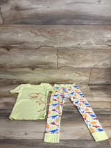 Cat & Jack 2pc T-Rex Pajama Set Neon Yellow sz 5T