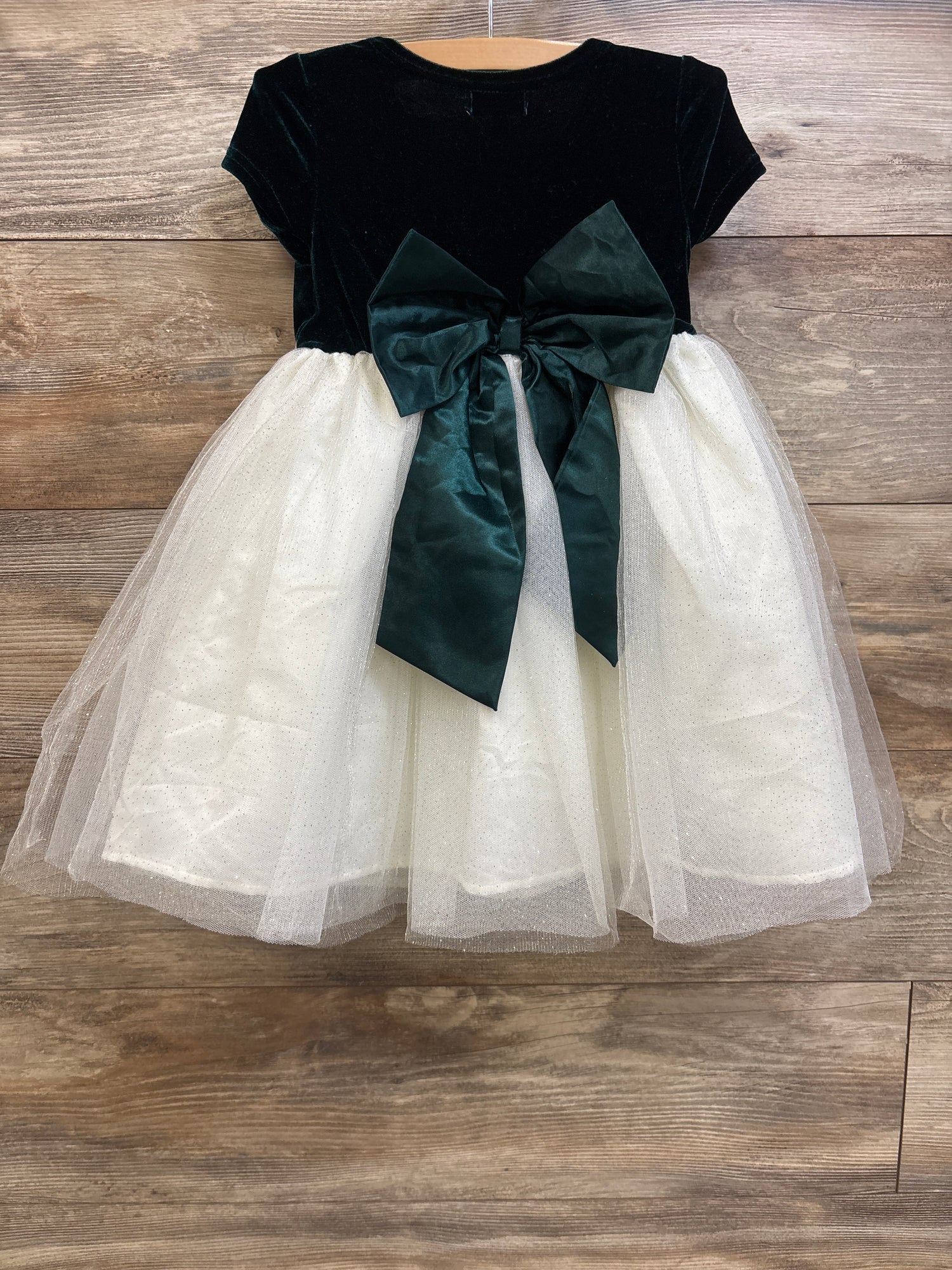 Blueberi Boulevard Velvet Sparkly Tulle Dress Green sz 4T