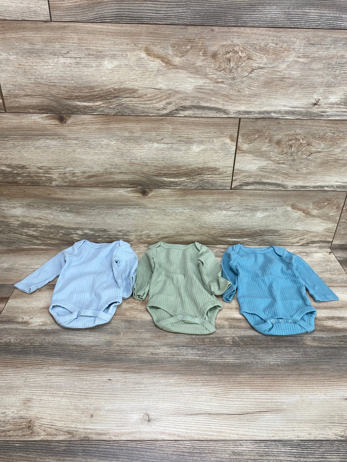 Cloud Island 3pk Ribbed Bodysuits Blue sz 0-3m