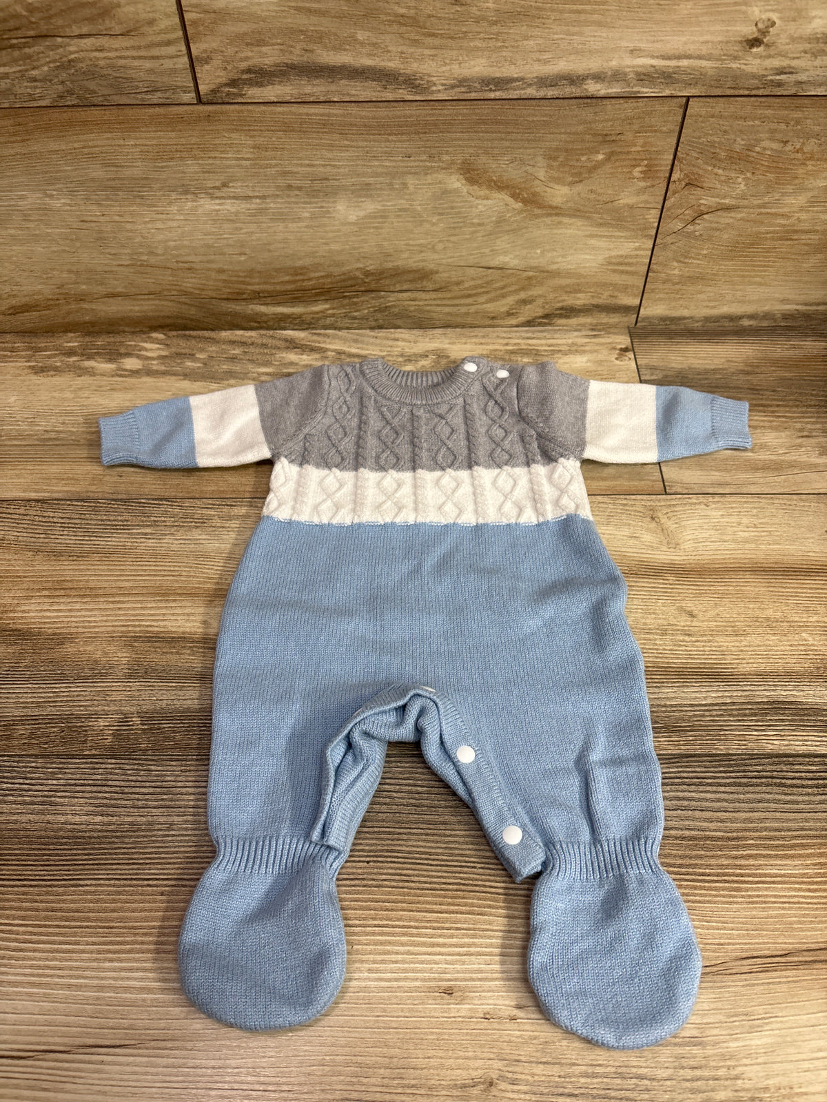 Shein Vintaside Knit Footed Coverall Blue sz 0-1m