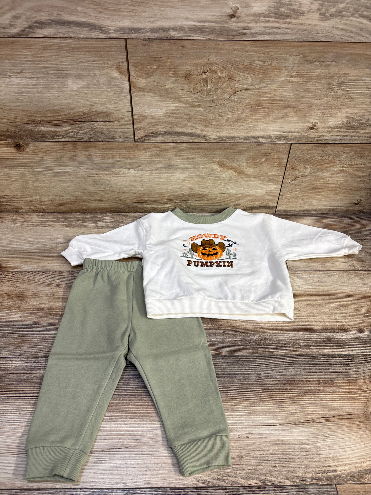 Chick Pea 2pc Howdy Pumpkin Pullover Sweatshirt & Joggers Set White sz 12m