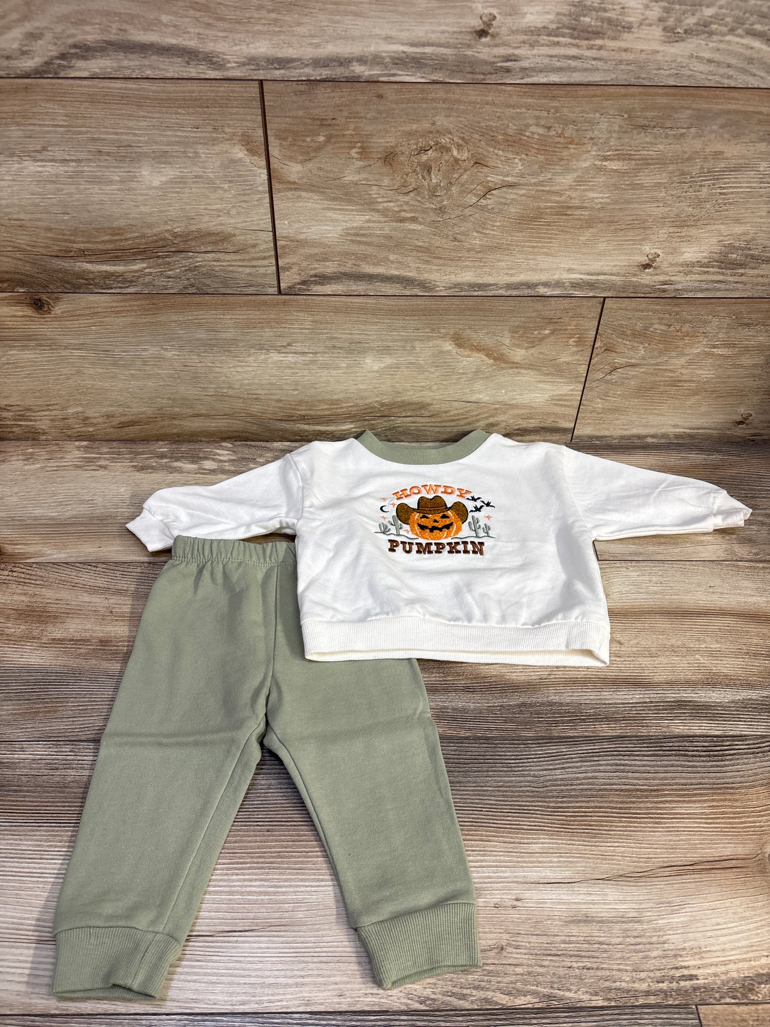 Chick Pea 2pc Howdy Pumpkin Pullover Sweatshirt & Joggers Set White sz 12m