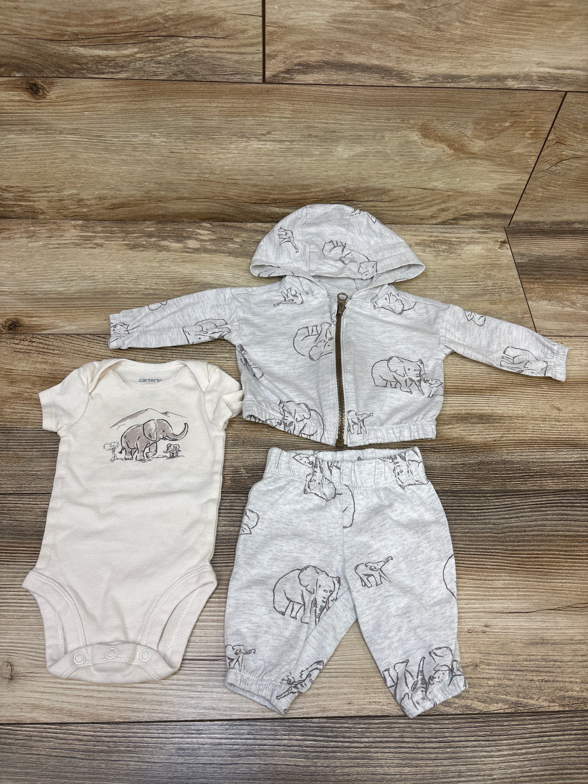Carter's 3pc Zip-Up Jacket, Bodysuit, & Pants Set Grey sz Newborn