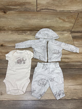 Carter's 3pc Zip-Up Jacket, Bodysuit, & Pants Set Grey sz Newborn