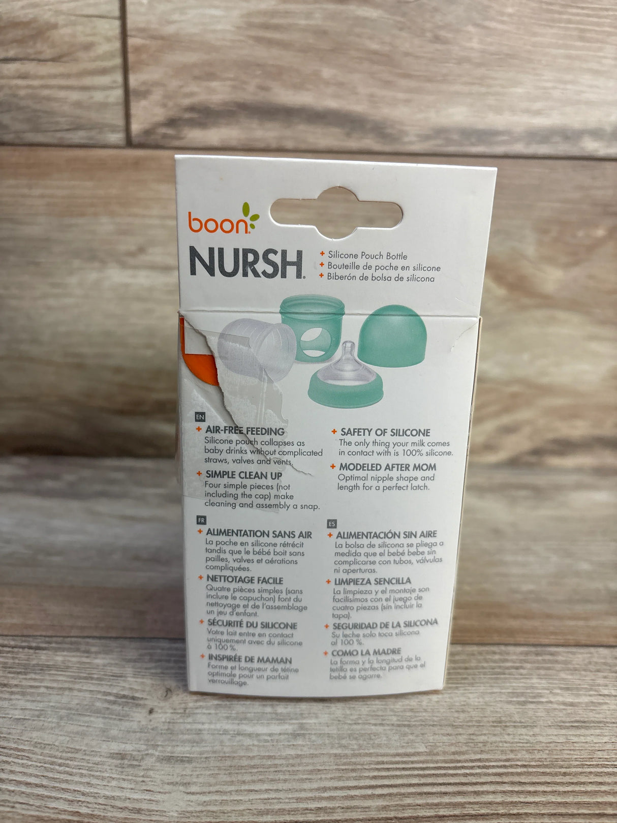NEW Boon NURSH Silicone Pouch Bottle Slow Flow 4oz 0m+