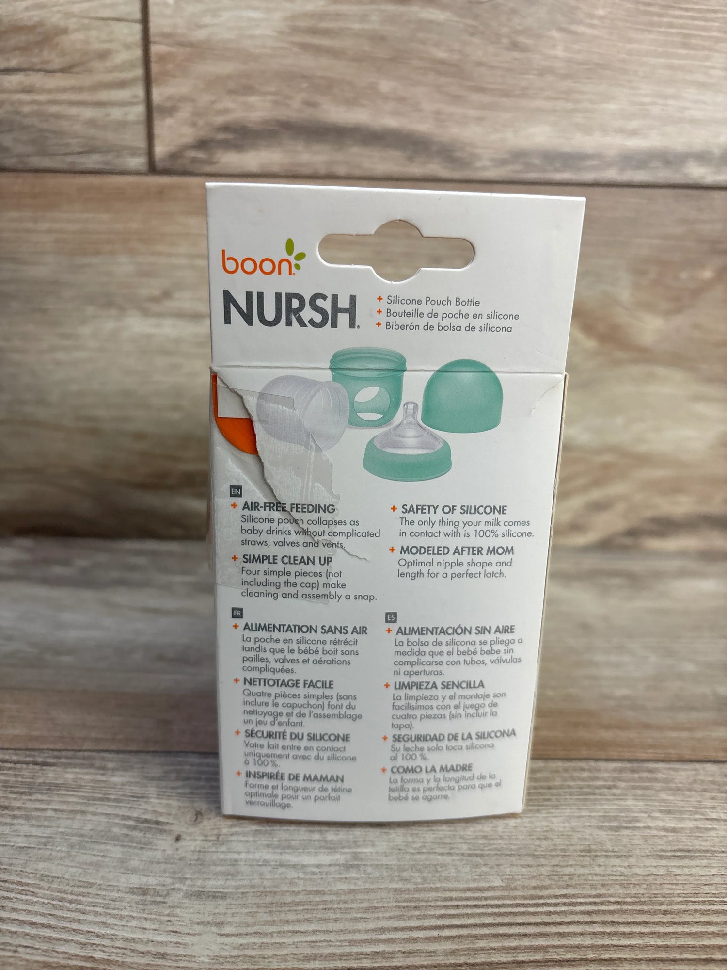 NEW Boon NURSH Silicone Pouch Bottle Slow Flow 4oz 0m+