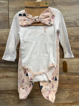 NEW Chick Pea 3pc Daddy's Heart Bodysuit & Headband Set White sz 6-9m