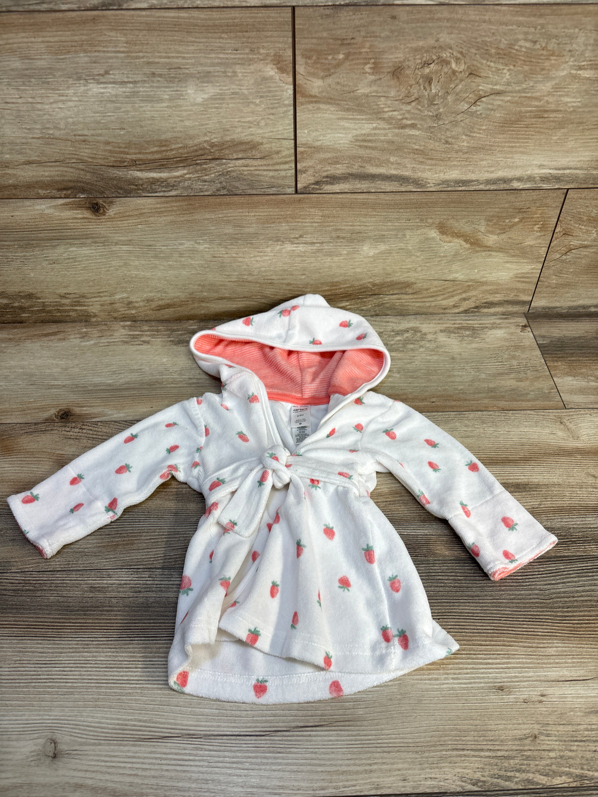 Just One You Strawberry Print Robe White sz 0-9m