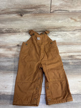 Carhartt Brown Canvas Bib Overall Flannel-Lined sz 12m