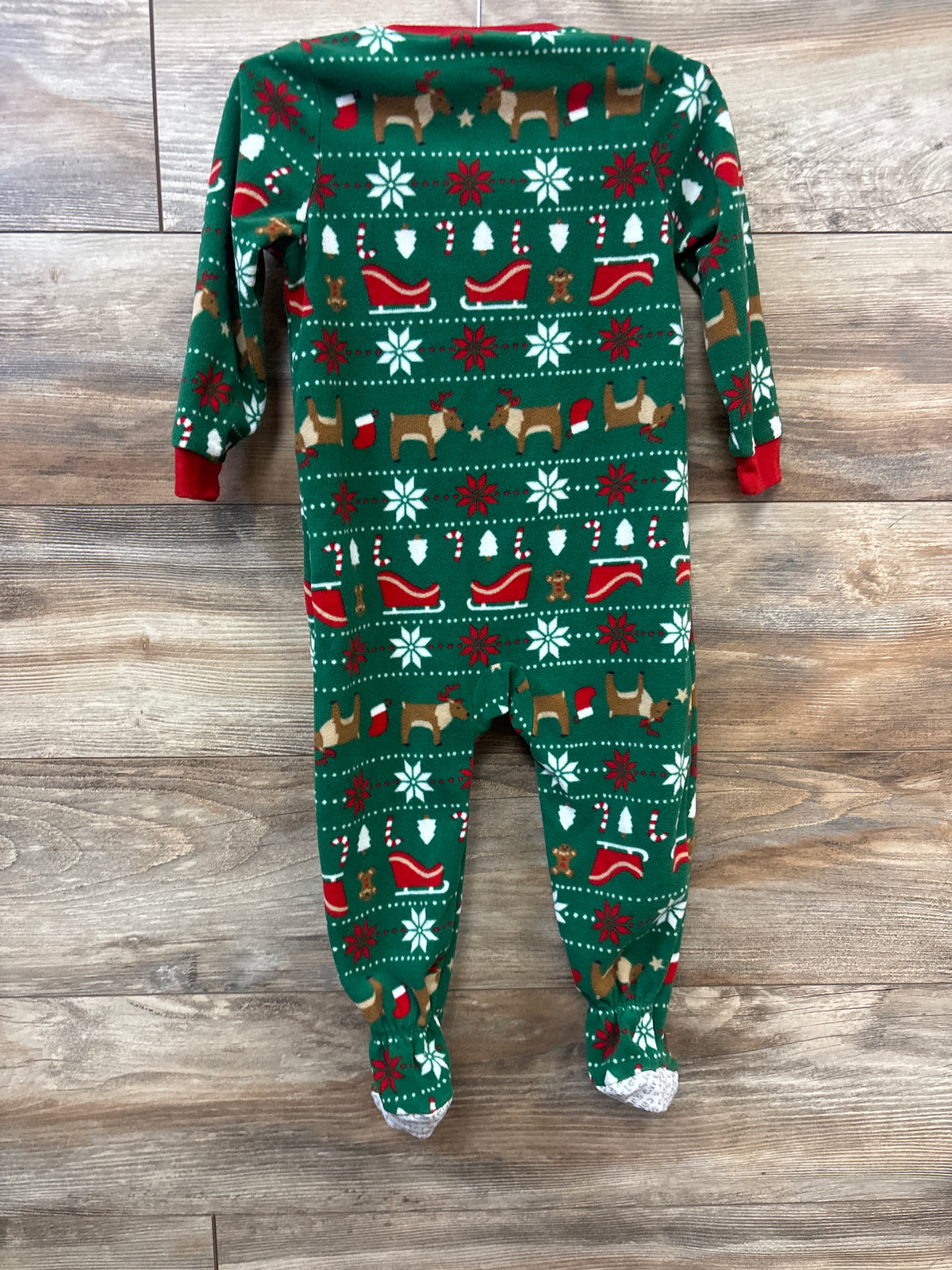 Carter's Christmas Print Blanket Sleeper Green sz 2T