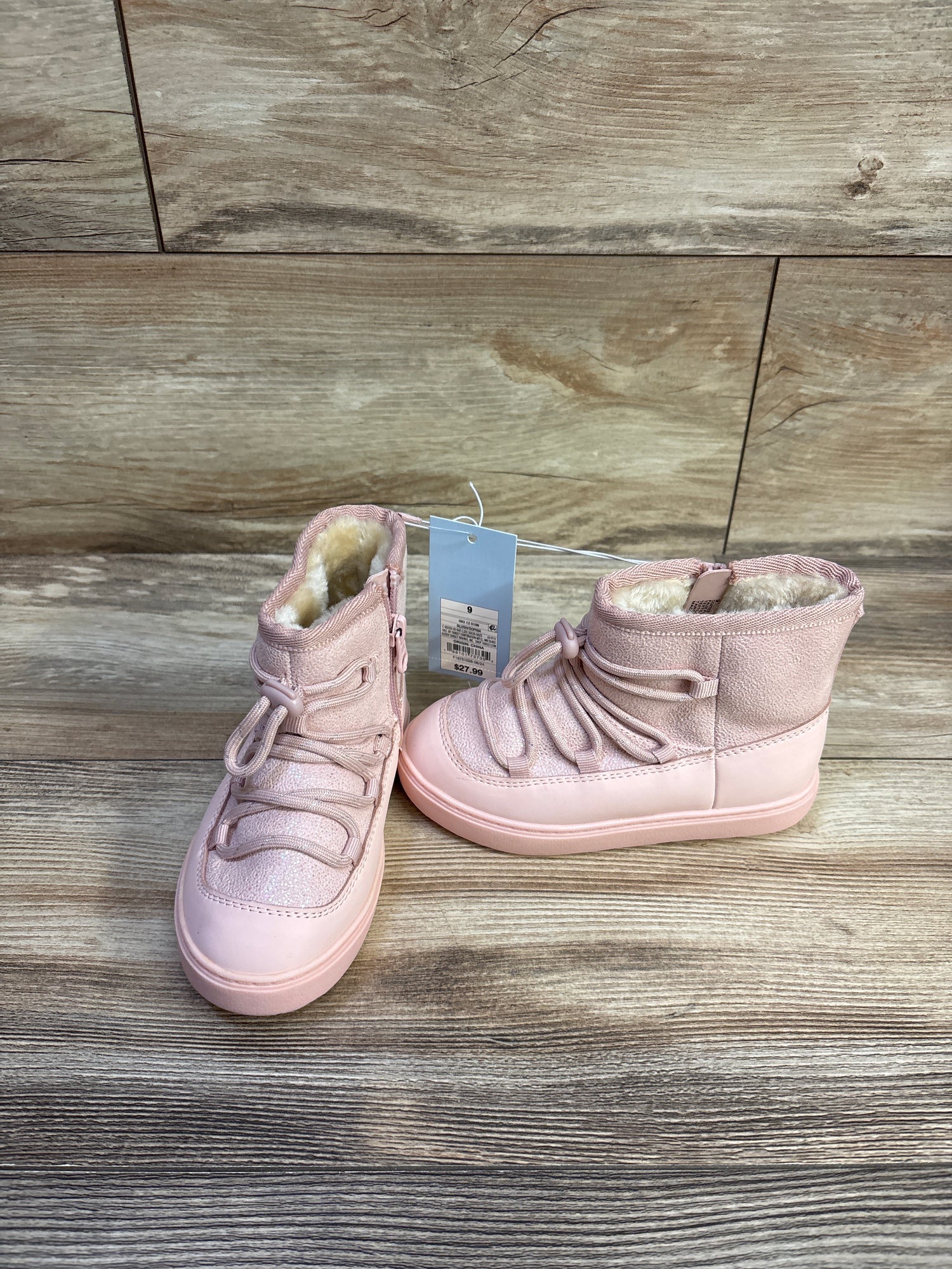 NEW Cat & Jack Sophia Fur-Lined Winter Boots Pink sz 9c