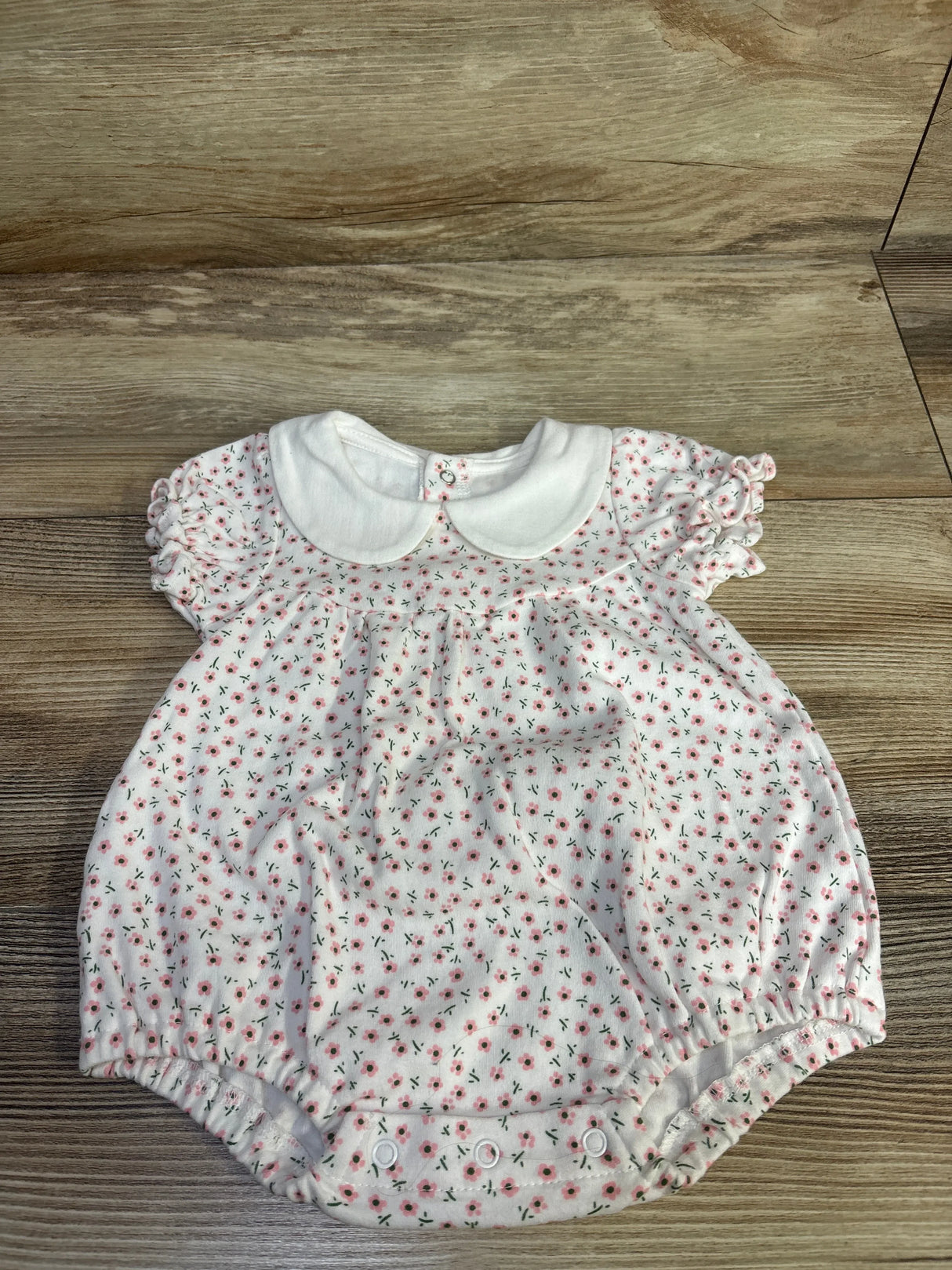 Peter Pan Collar Floral Bubble Romper White sz 3m