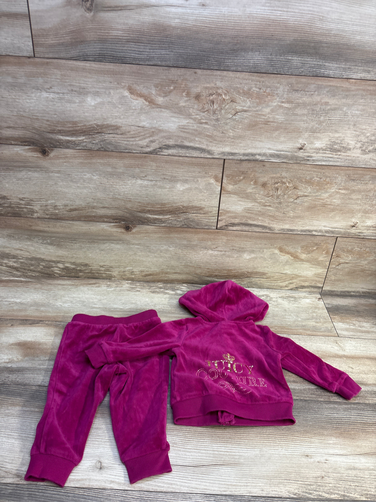 Juicy Couture 2pc Terry Sweatshirt & Joggers Set Hot Pink sz 12m