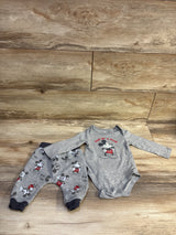Disney Baby 2pc Mickey Mouse Long Sleeve Bodysuit & Pants Set Grey sz 6/9m