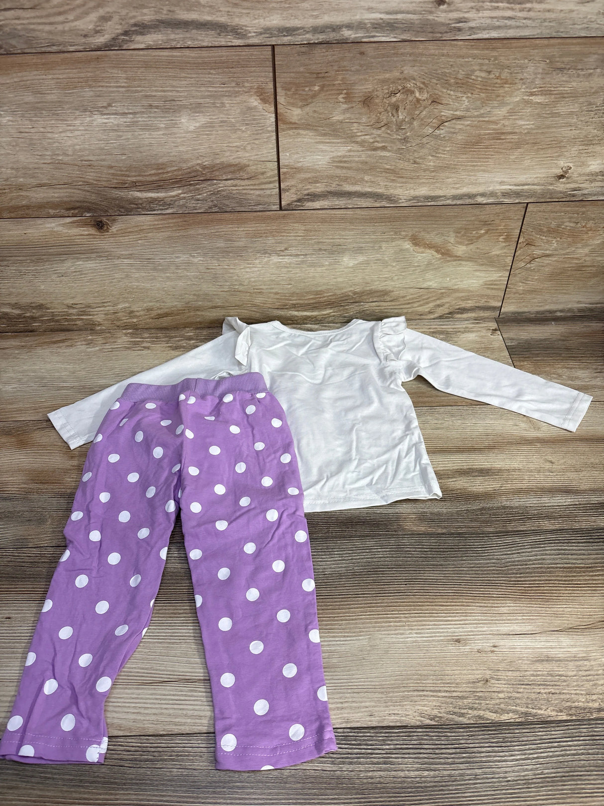 2pc Polka Dot Bear Shirt & Pants Set White sz 9-12m