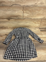 H&M Gingham Henley Waist-Tie Dress Black sz 2-3T
