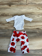 Lady Bug 2pc Bodysuit Set White sz Newborn
