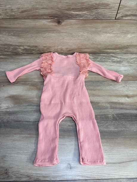 Ribbed Ruffle Coverall Pink sz 6-9m - Me n Mommy To Be