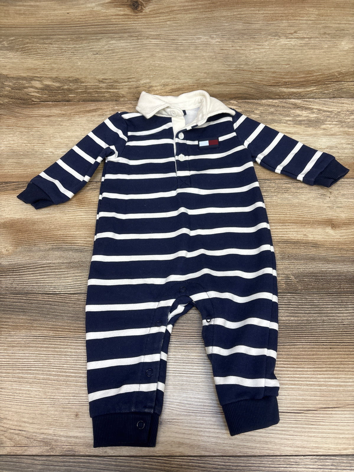 Tommy Hilfiger Striped Polo Coverall Navy sz 3-6m