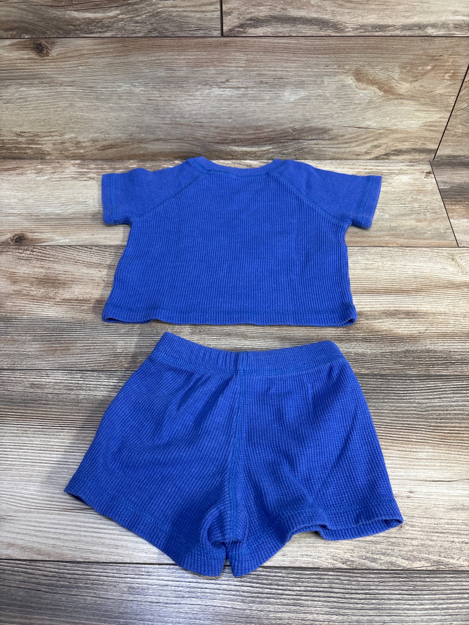 Baby Gap 2pc Waffle Knit Shirt & Shorts Set Blue sz 12-18m