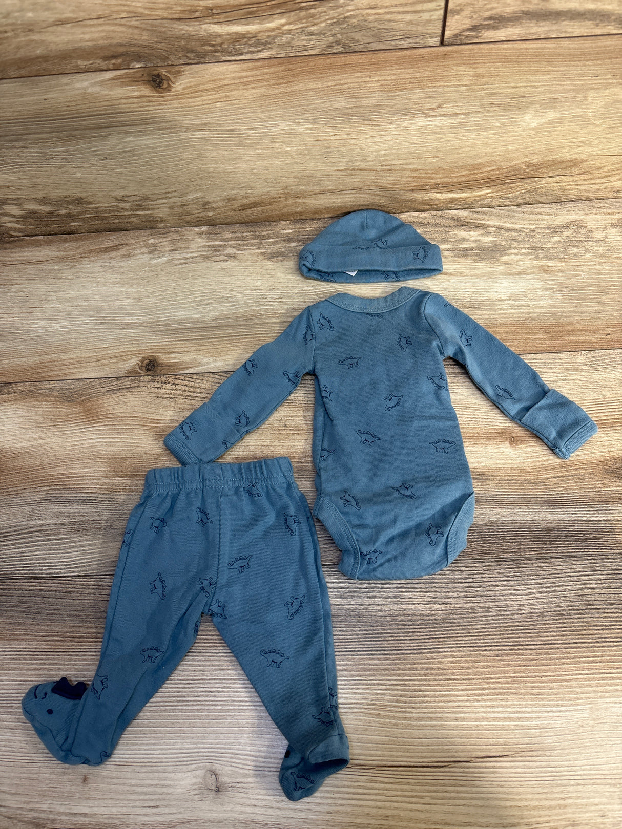 Just One You 3pc Dinosaur Print Kimono Set Blue sz Preemie