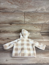 Cat & Jack Full Zip Checkered Plush Jacket Beige sz 6-9m