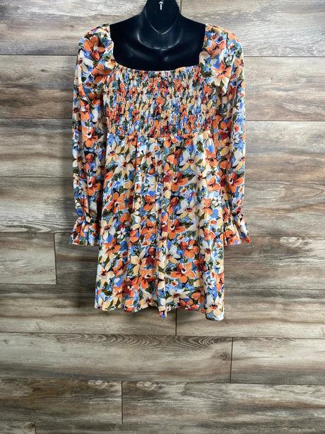 Shein Maternity Orange Smocked Floral Dress sz XS - Me 'n Mommy To Be