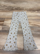 Zara Floral Ribbed Flare Leggings Grey sz 3T