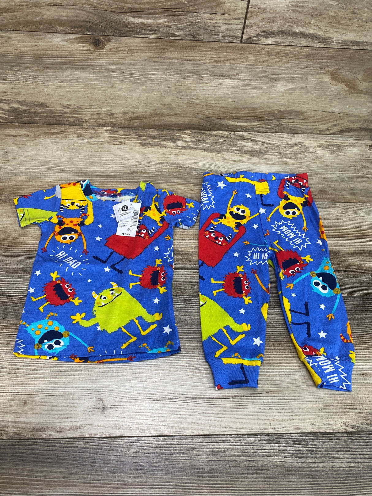 NEW Children's Place 2pc Monster Print Pajama Set Blue sz 3-6m