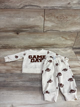 BemeyourBBs 2pc Waffle Knit Game Day Sweatshirt & Joggers Set Tan sz 0-6m