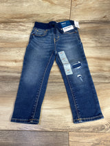 NEW Old Navy Rib-Knit Distressed Skinny Jeans Medium Blue sz 2T
