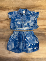 Open Edit 2pc Button-Up Shirt & Shorts Blue sz 6m