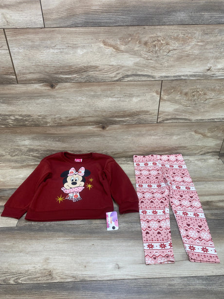 NEW Disney Junior Minnie Mouse Sweatshirt & Leggings Burgundy sz 3T - Me n Mommy To Be